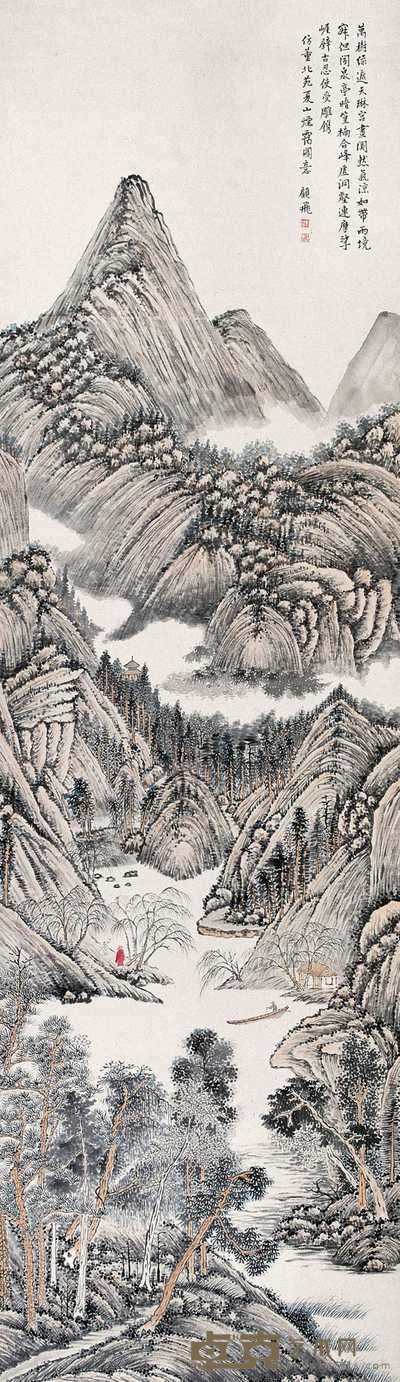 顾飞 夏山烟霭图 立轴 175.5×50.8cm